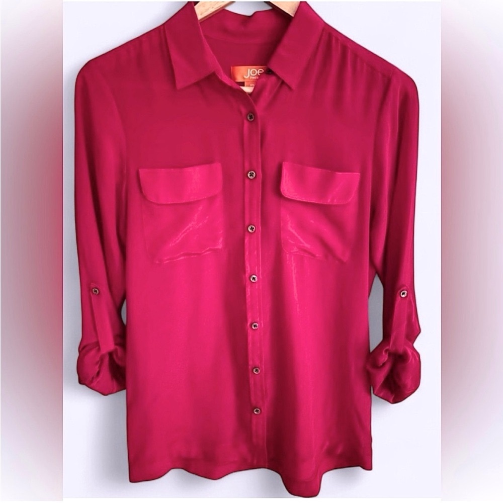 Y2K Pure Silk Magenta Utility Blouse (EUC)